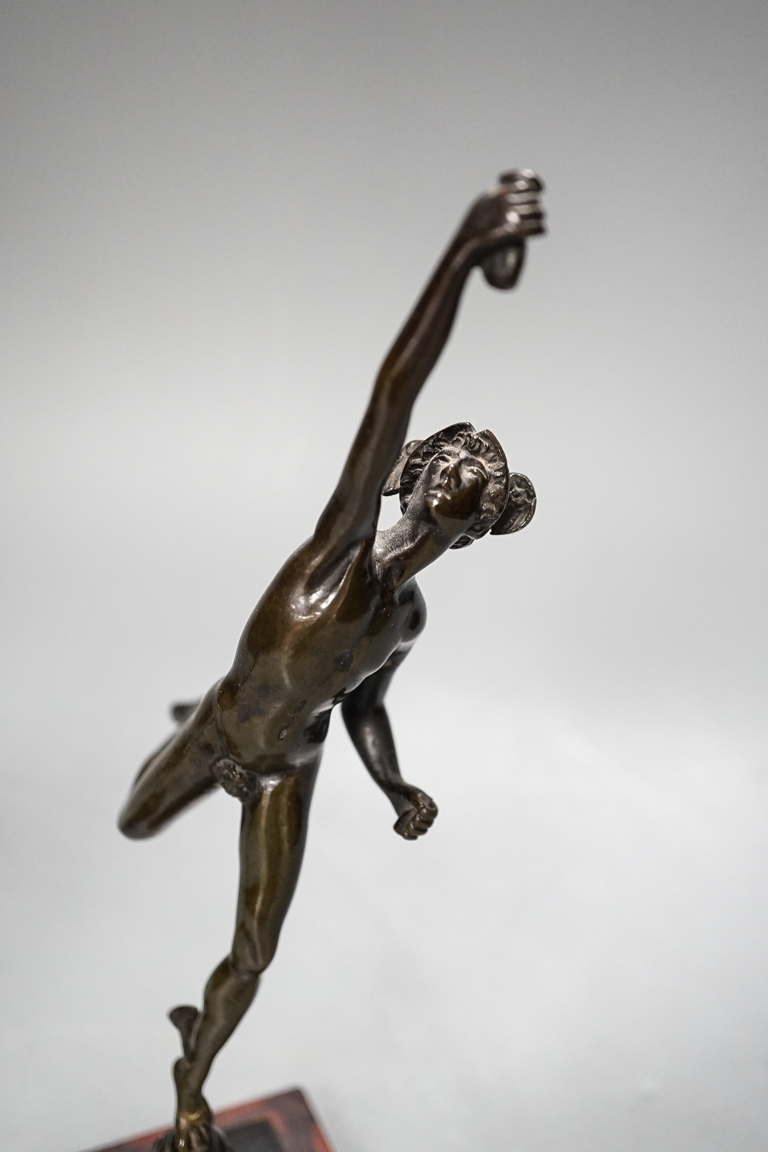 Two 19th century Grand Tour souvenir bronze figures of Mercury, 23 cms high.